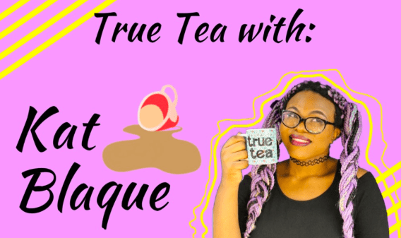Kat Blaque holding a cup of tea